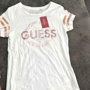 Guess white and gold blouse